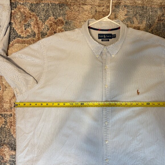 Ralph Lauren Polo Mens L/S Classic Blue Stripe Button-Down Oxford Shirt 4XB Pony - Picture 7 of 10